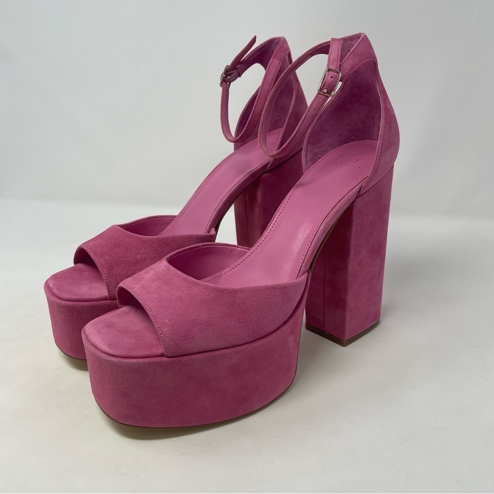 Marc Fisher Della Ankle Strap Suede Platform Sandals in Pink - Picture 2 of 10